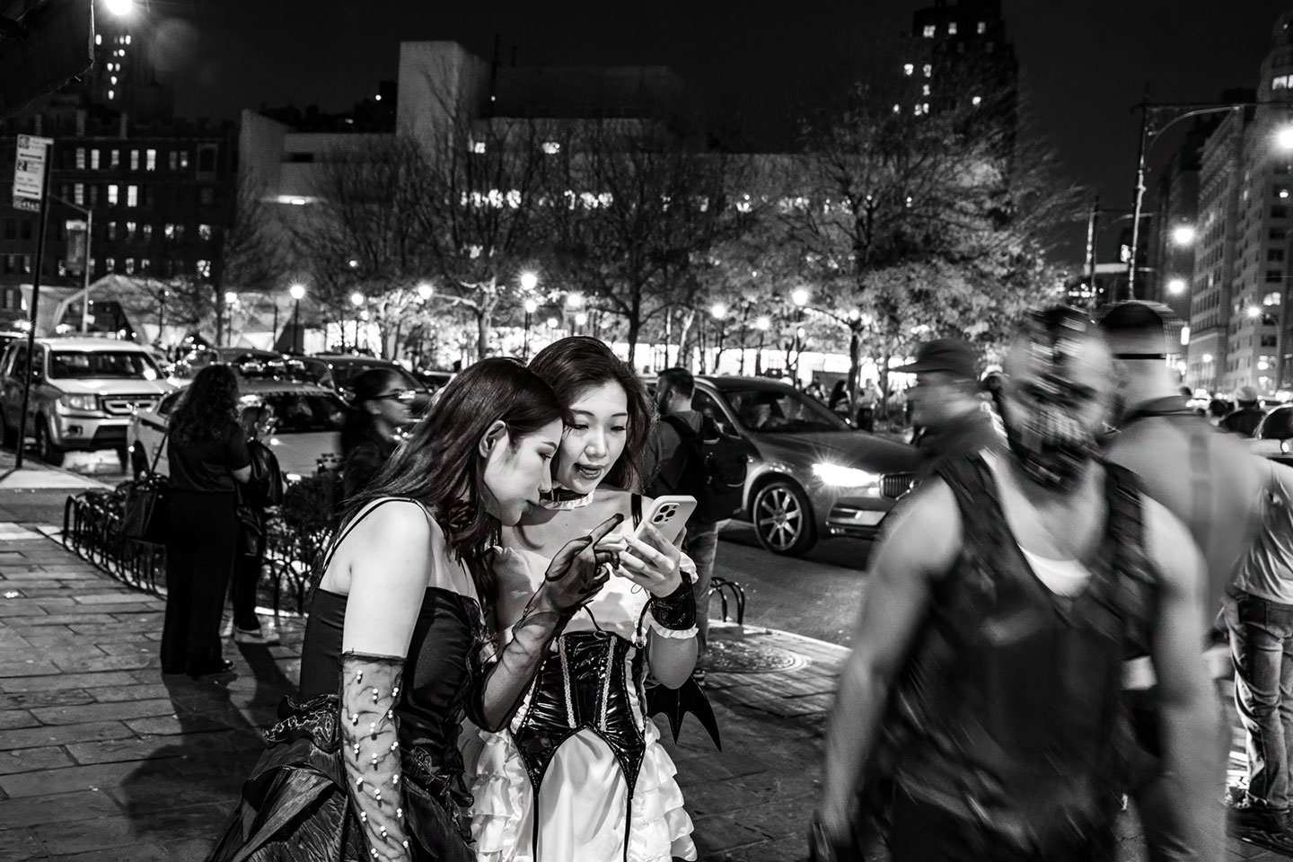 Black and White photo of young women in costume by photographer, Aldo Gonzalez.