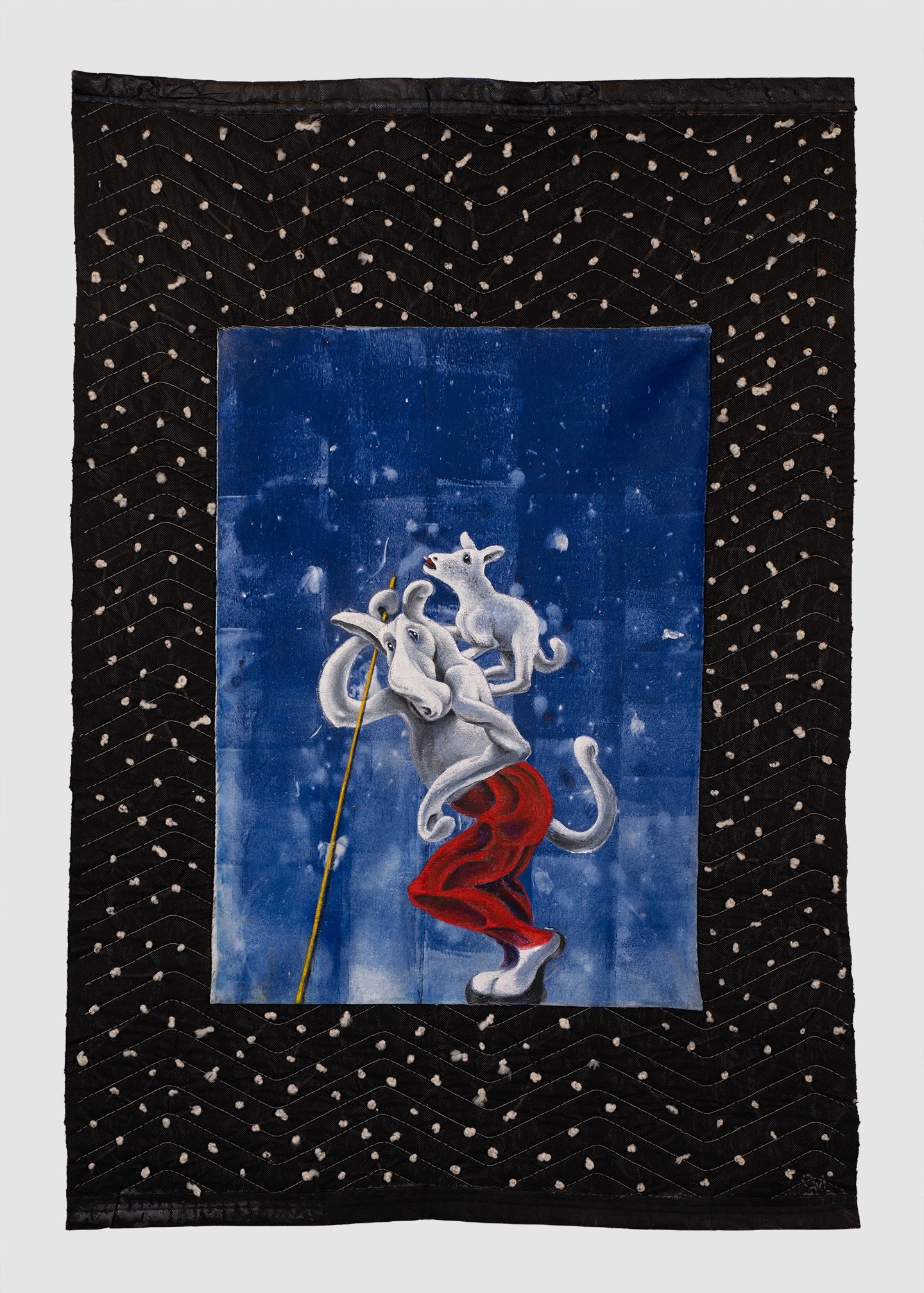 Mixed media image of imaginary animal by artist Gerda van Leeuwen.