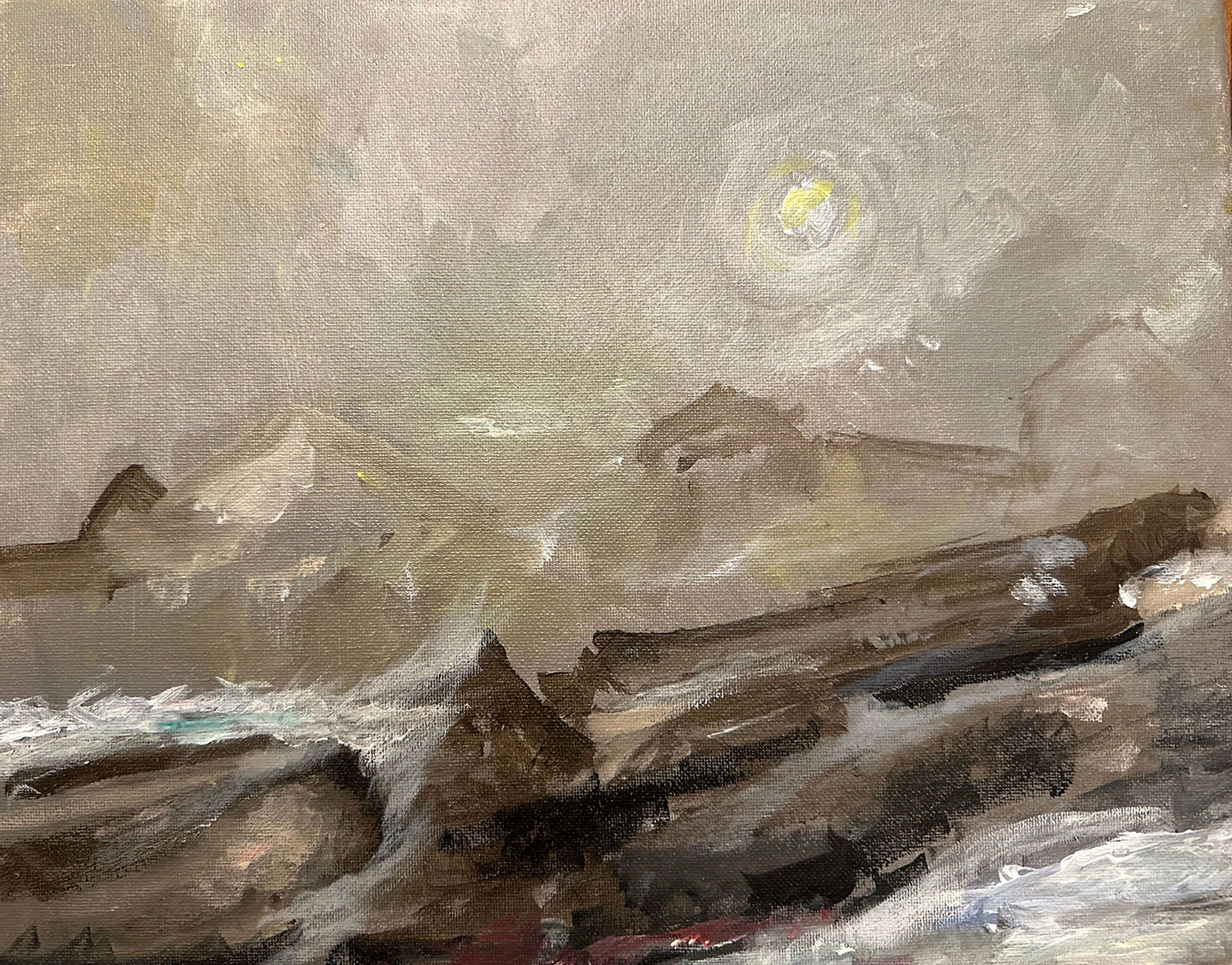 Painting of stormy seascape