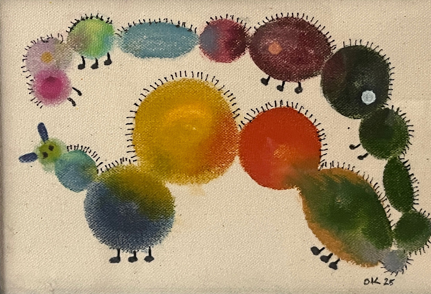 Bright colored painting of caterpillar