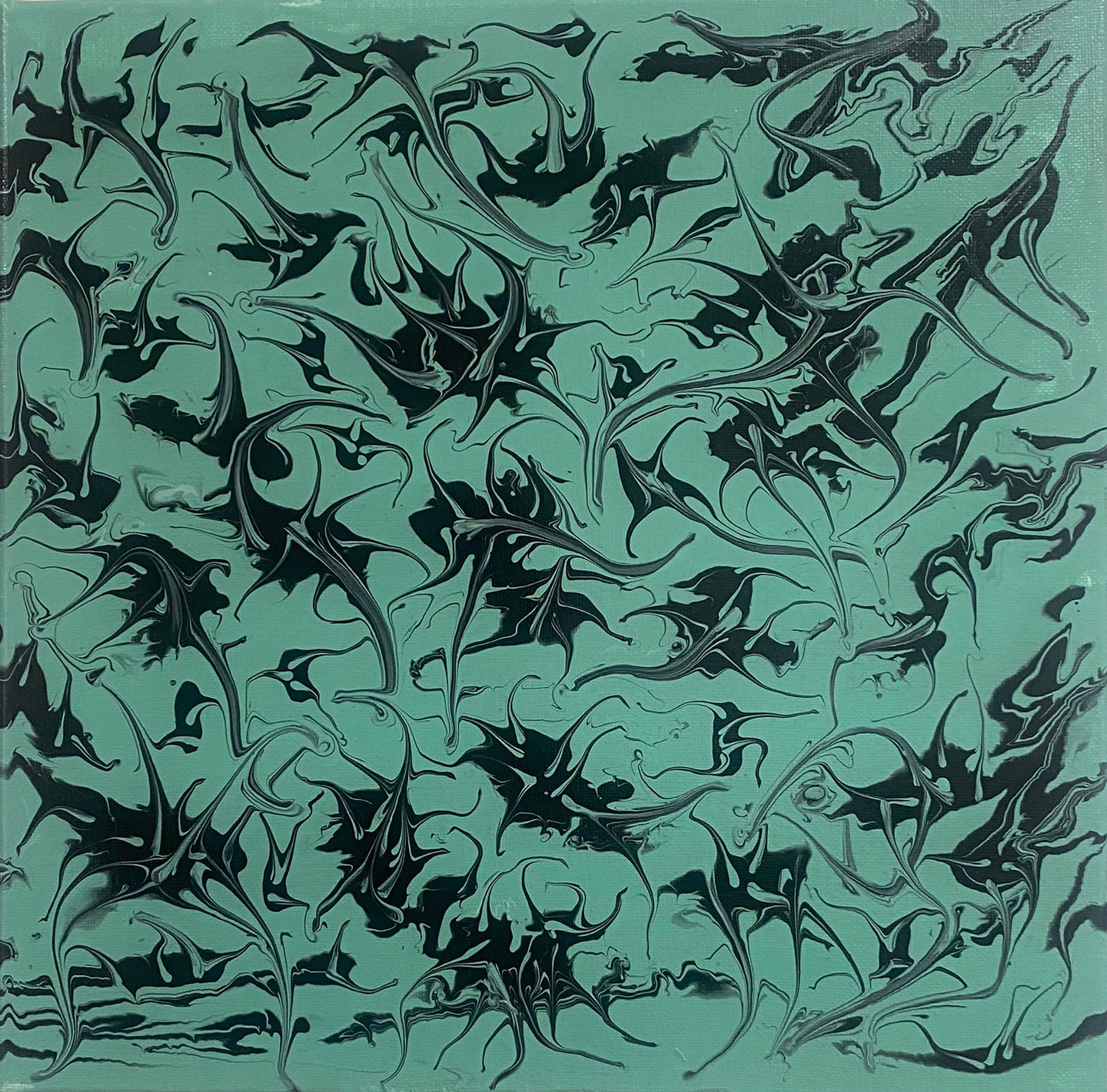 Abstract painting in mint and black