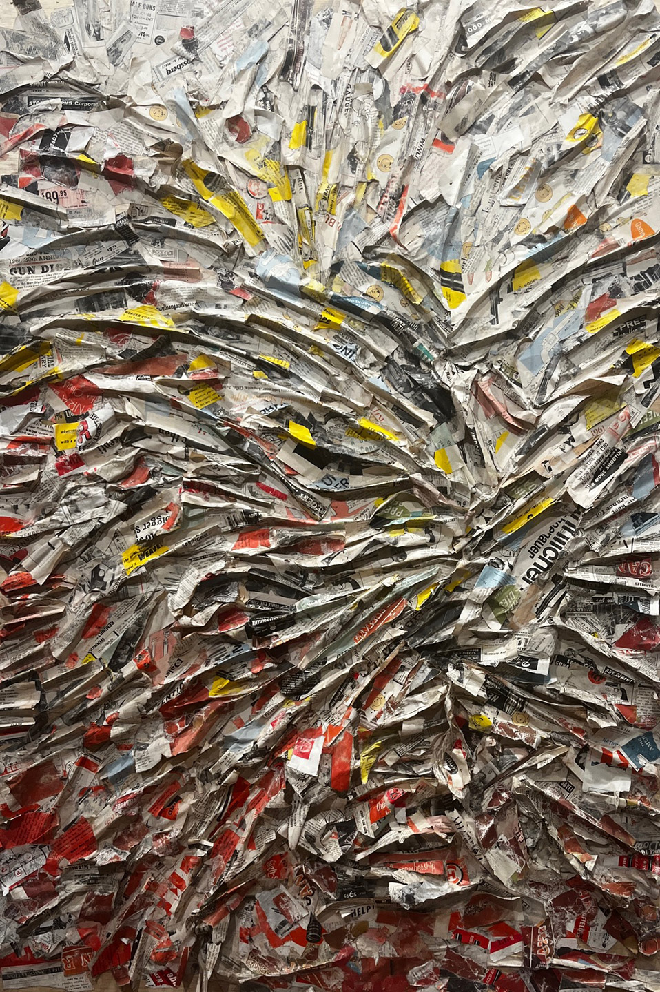 Abstract image with newspaper by artist, Dierdre Day