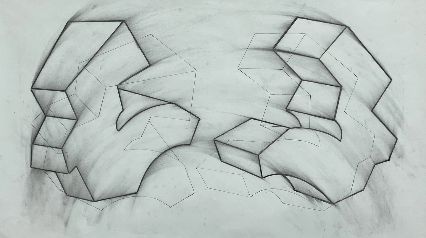 Abstract geometrical composition with shadows by contemporary artist, Beth Caspar.