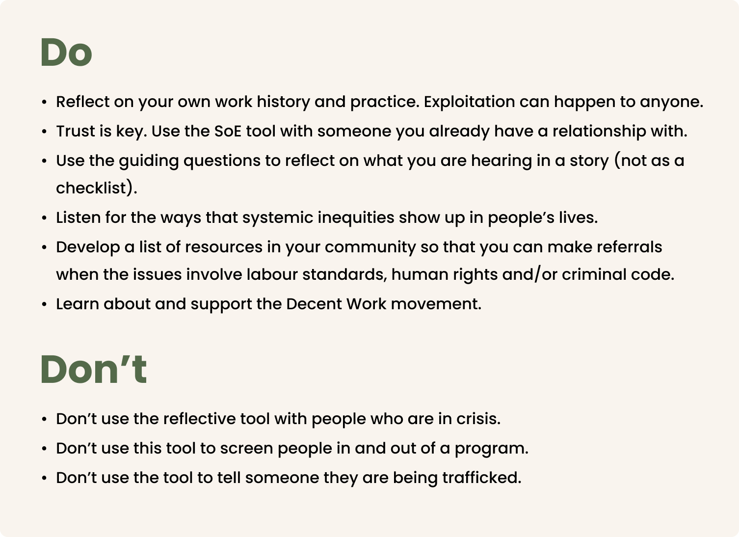 Dos and donts found in the infographic