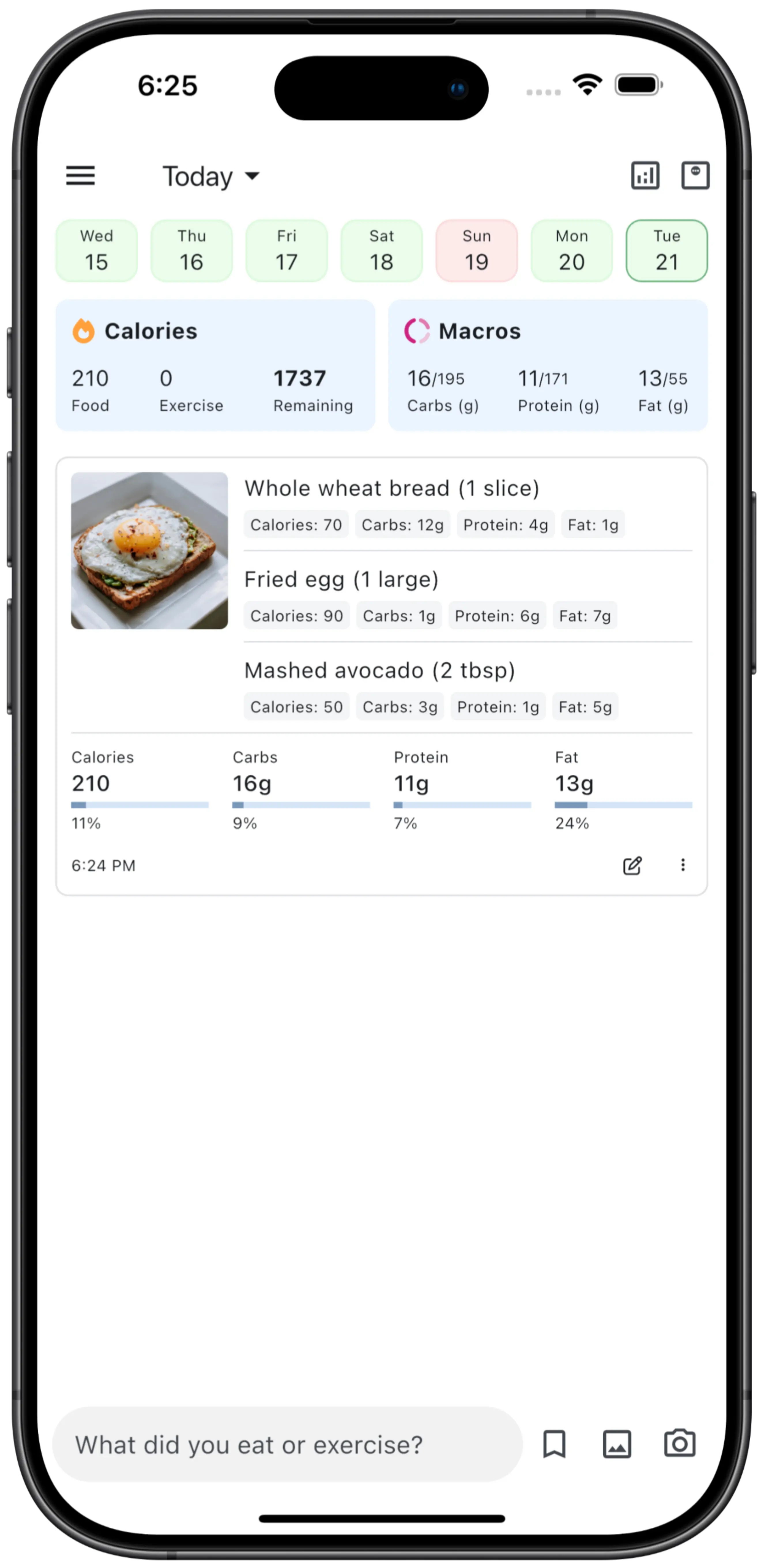 Journable - Photo based Calorie Counter Mobile App Screenshot