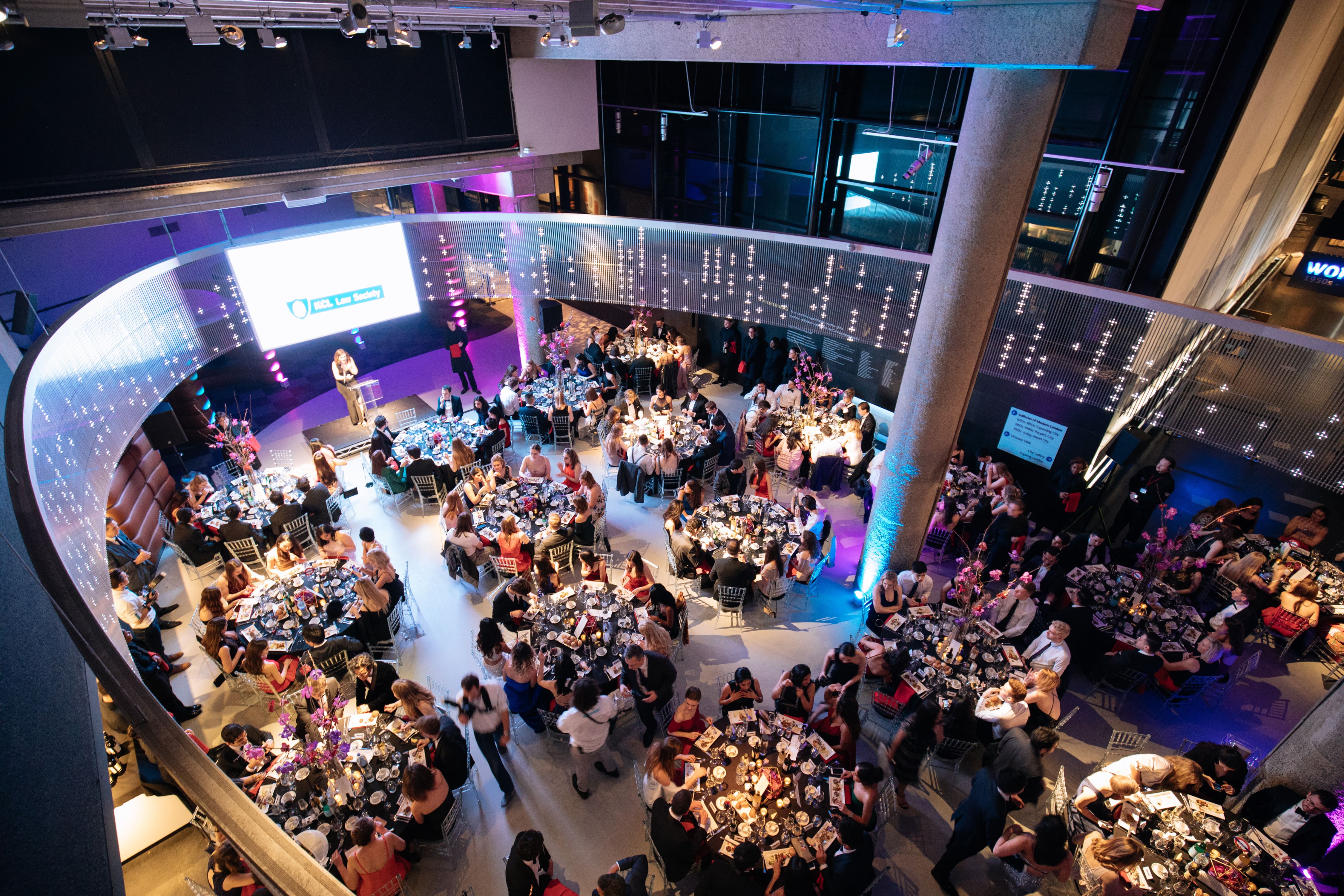 tables with people on the party