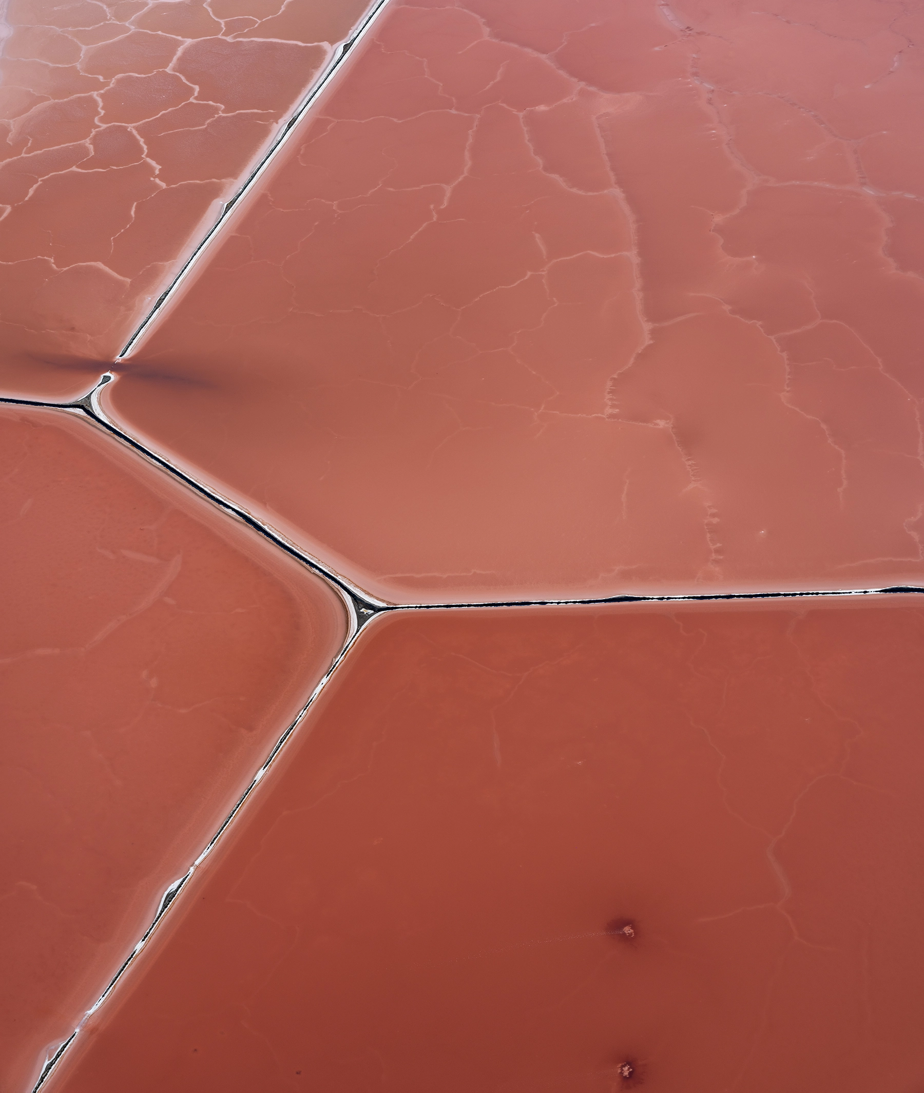 Aerial view of Compass Minerals solar evaporation ponds at the Great Salt Lake, showing geometric patterns of colorful mineral extraction ponds, levees, and industrial infrastructure impacting the lake's ecology.