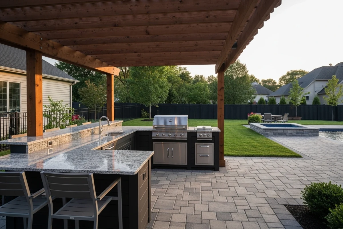 Outdoor Kitchen under a Pergola