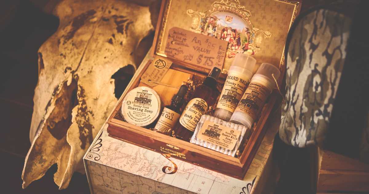 personal care products in a old box
