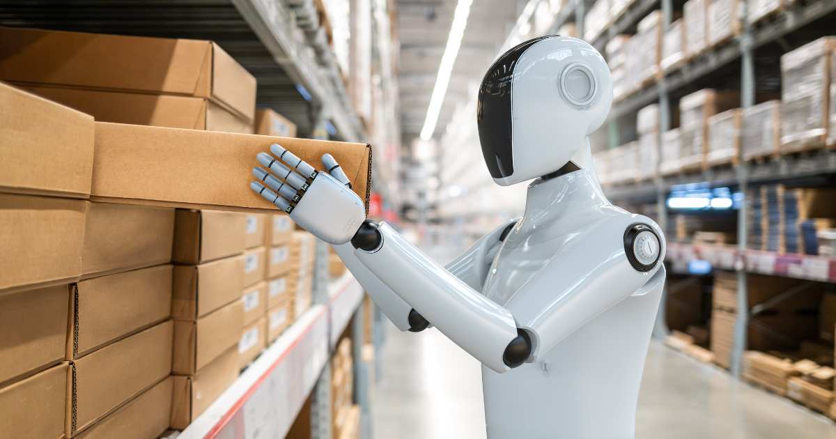 Tesla's Optimus robot in a warehouse