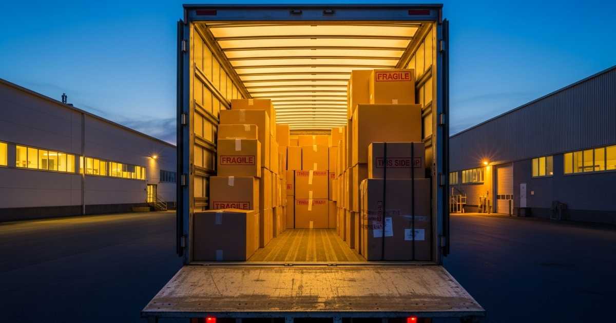 a partially full truck at night