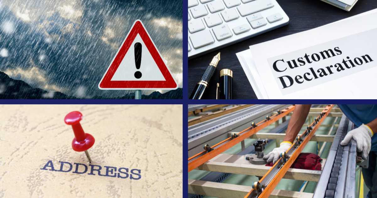 Picture of different causes for shipment exceptions.