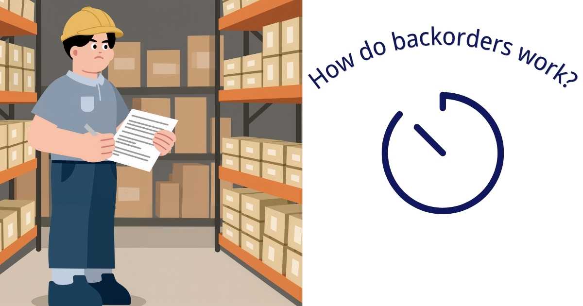 A cartoon image of an unhappy warehouse worker looking for backordered product.