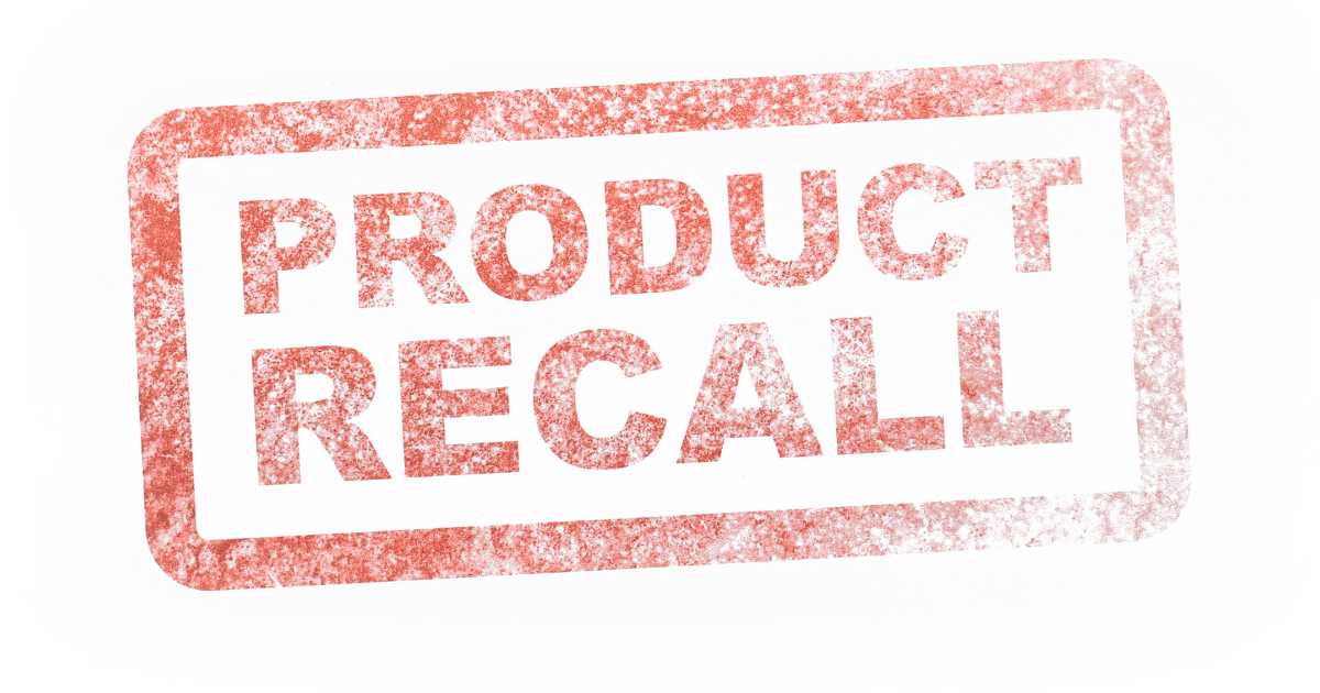 A red stamp image of Product Recall