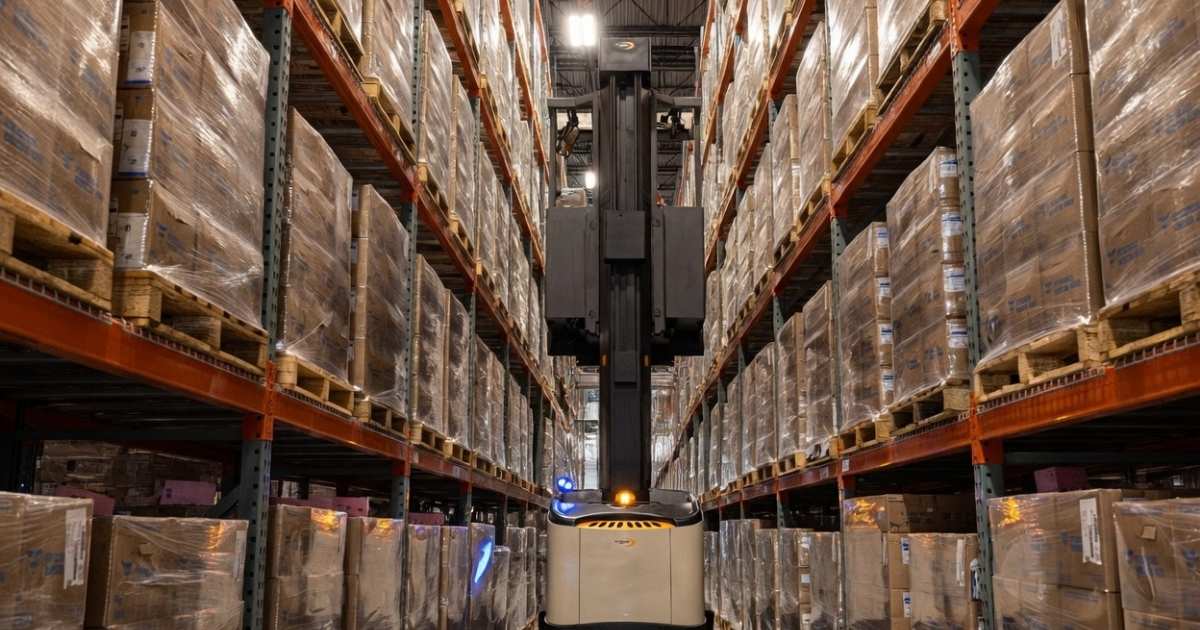 a2b's Ogden, UT warehouse with a turret forklift.