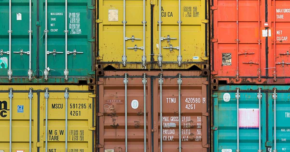 A picture of colorful, stacked shipping containers.