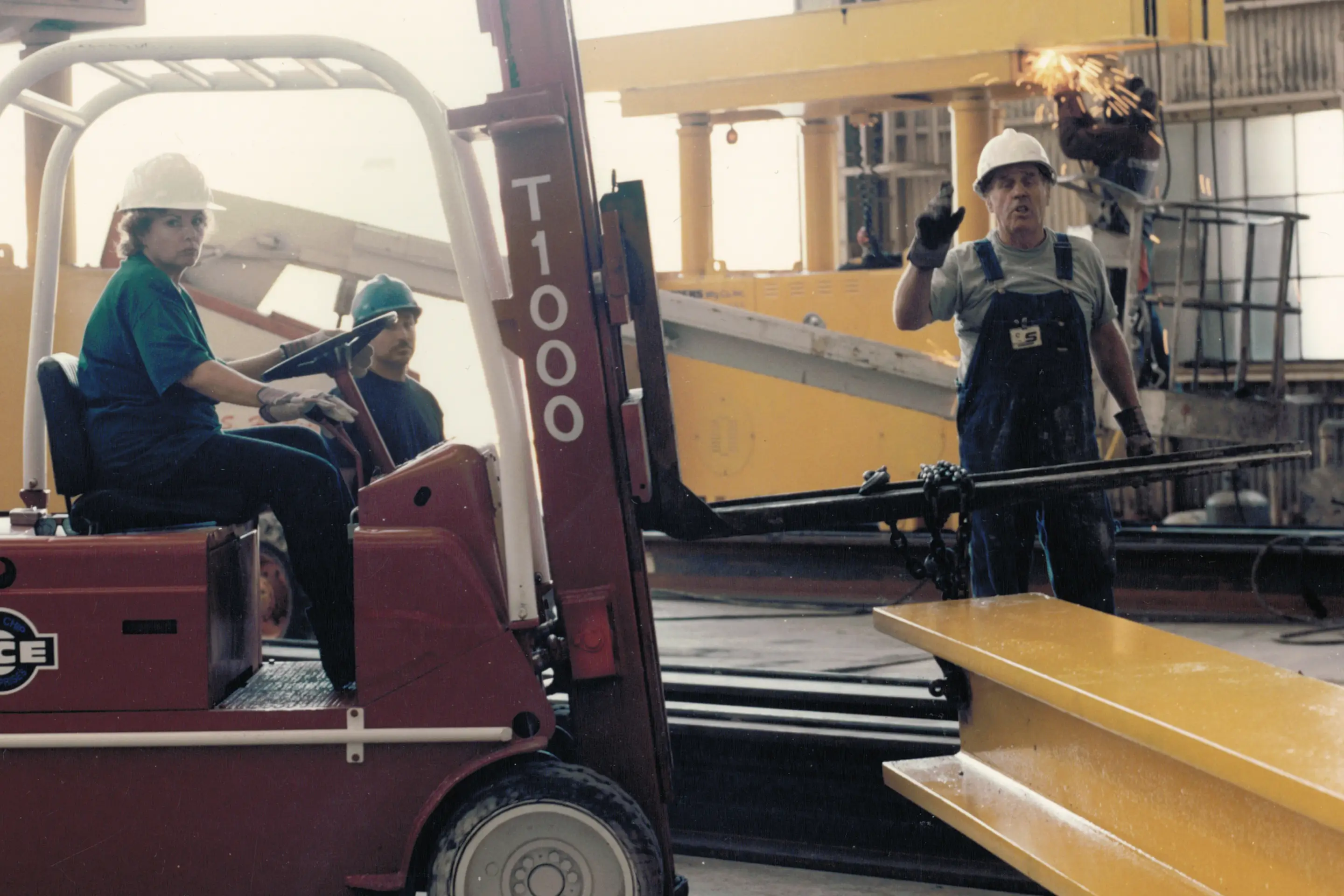 Forklift being driven