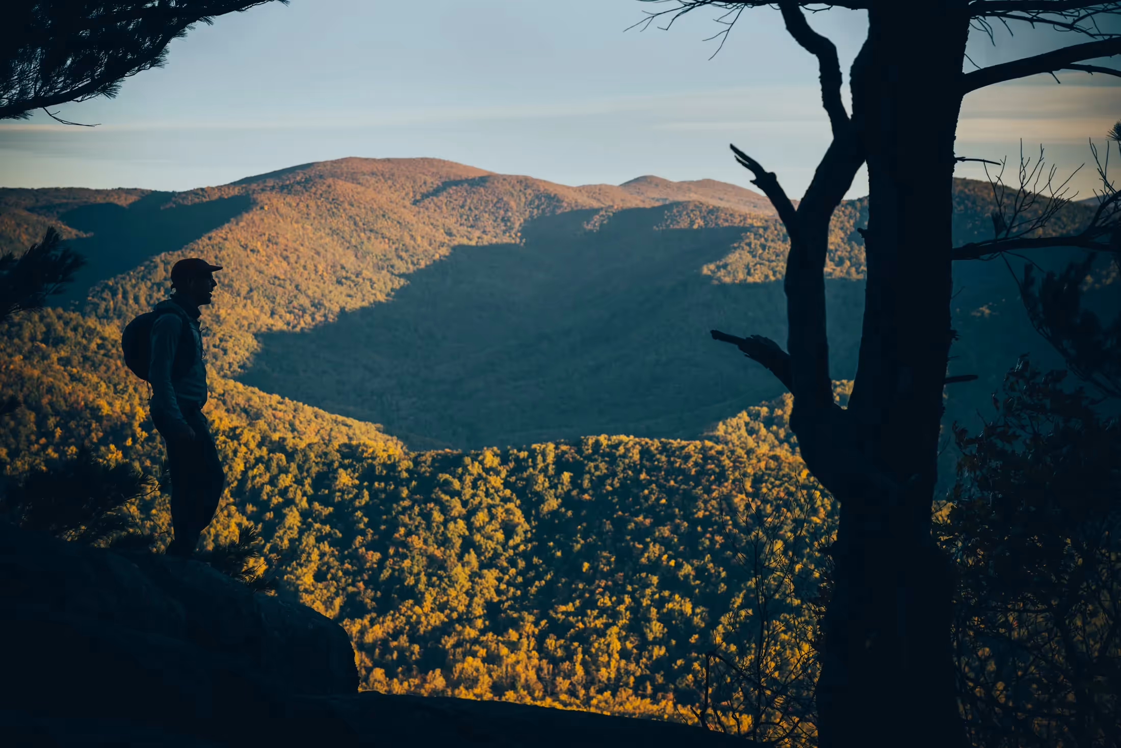 Person looking out over a vista at Old Rag