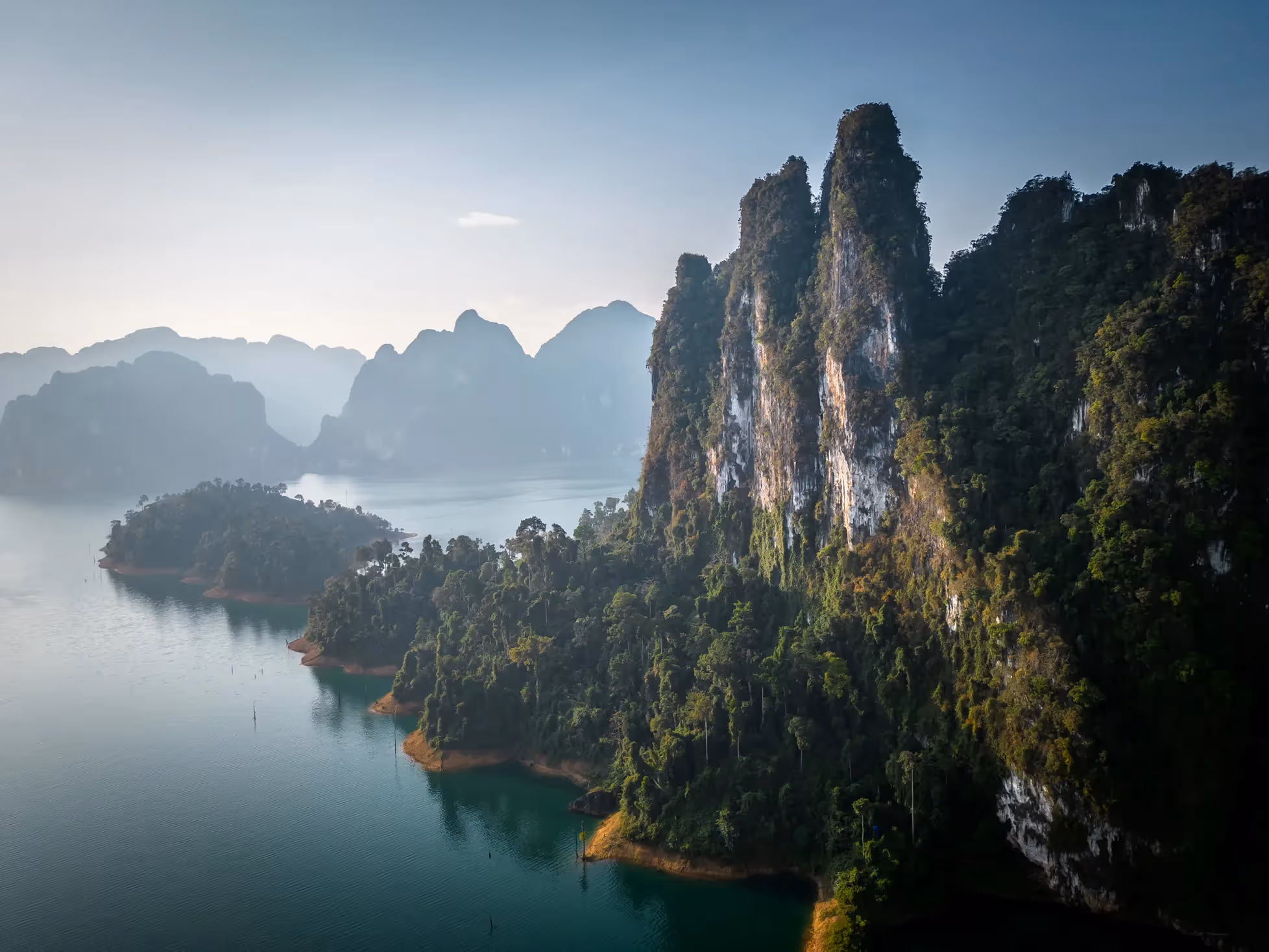 Mountain in Thailand surrounded by water