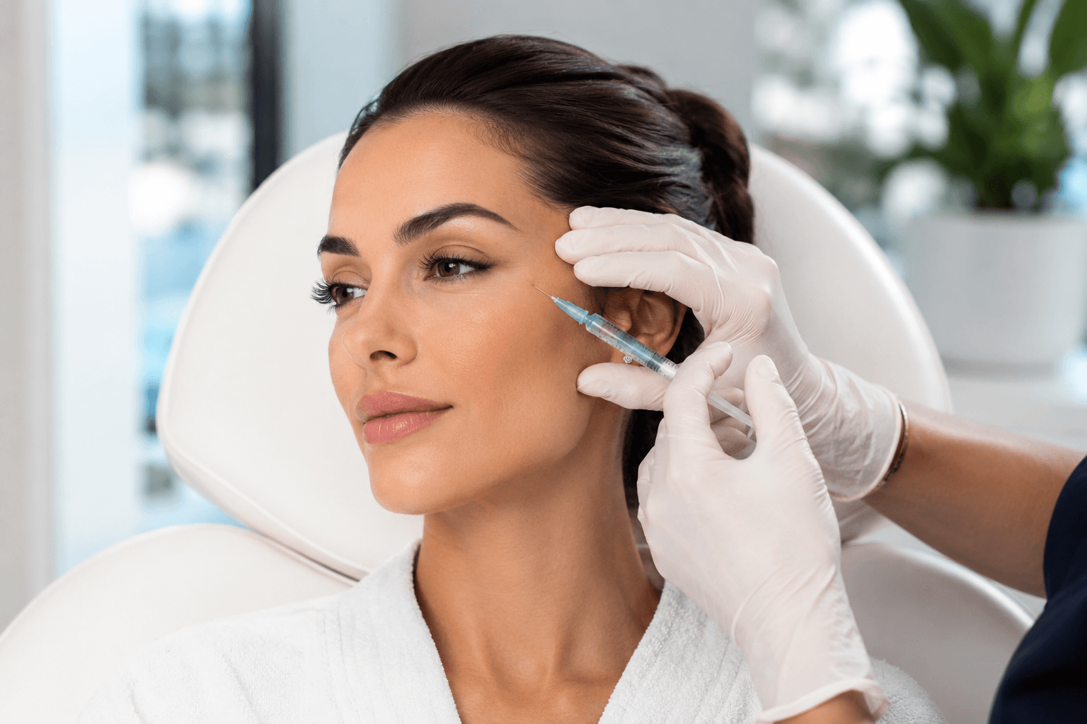 Patient receiving cosmetic injectables treatment for natural-looking facial rejuvenation in Buckhead Atlanta clinic