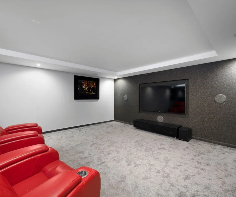 A home entertainment room with nice lighting