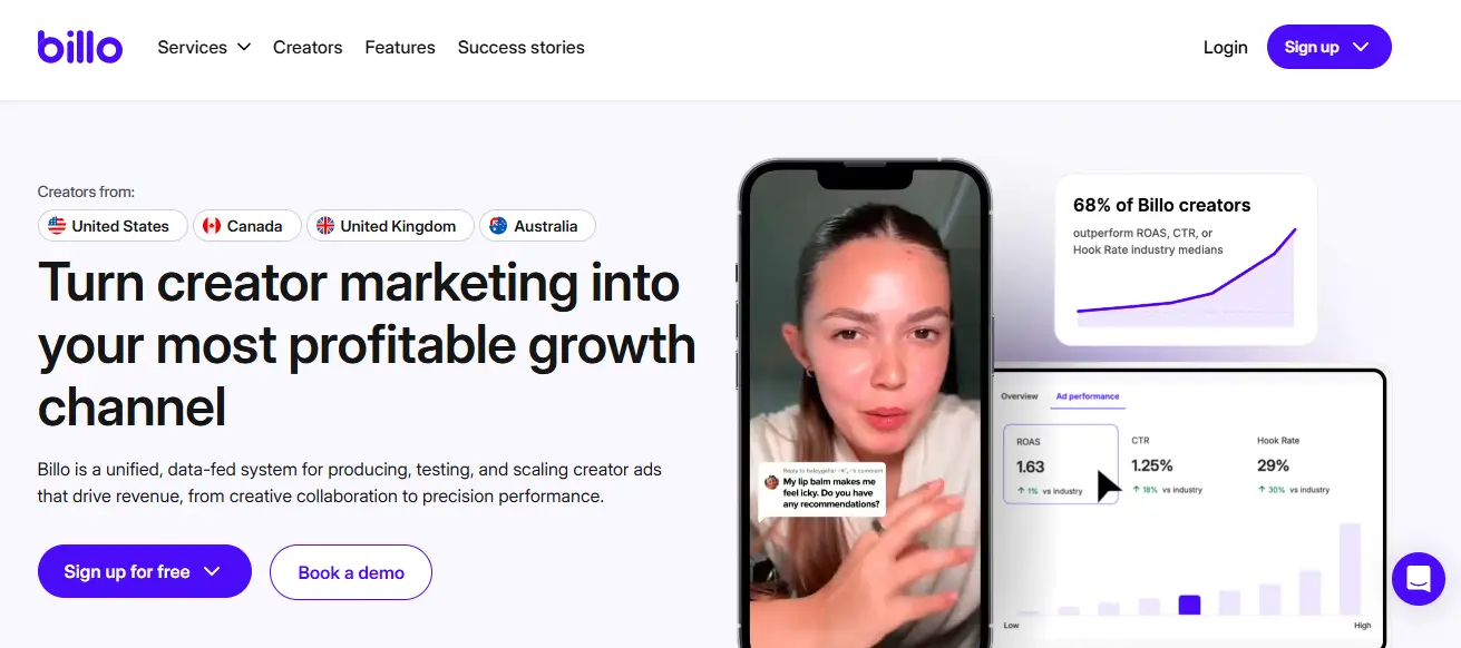Descripción general de Billo Las mejores herramientas de UGC para influencers