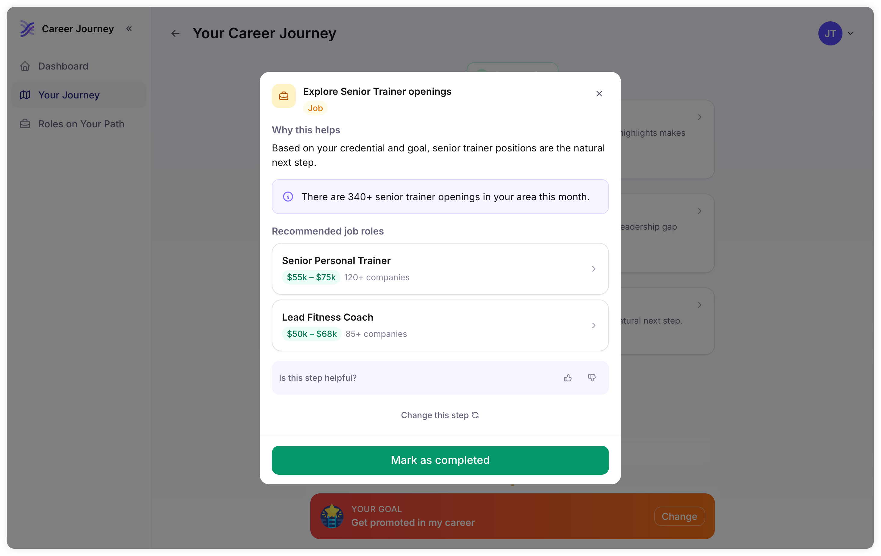 Journey step - Recommended roles