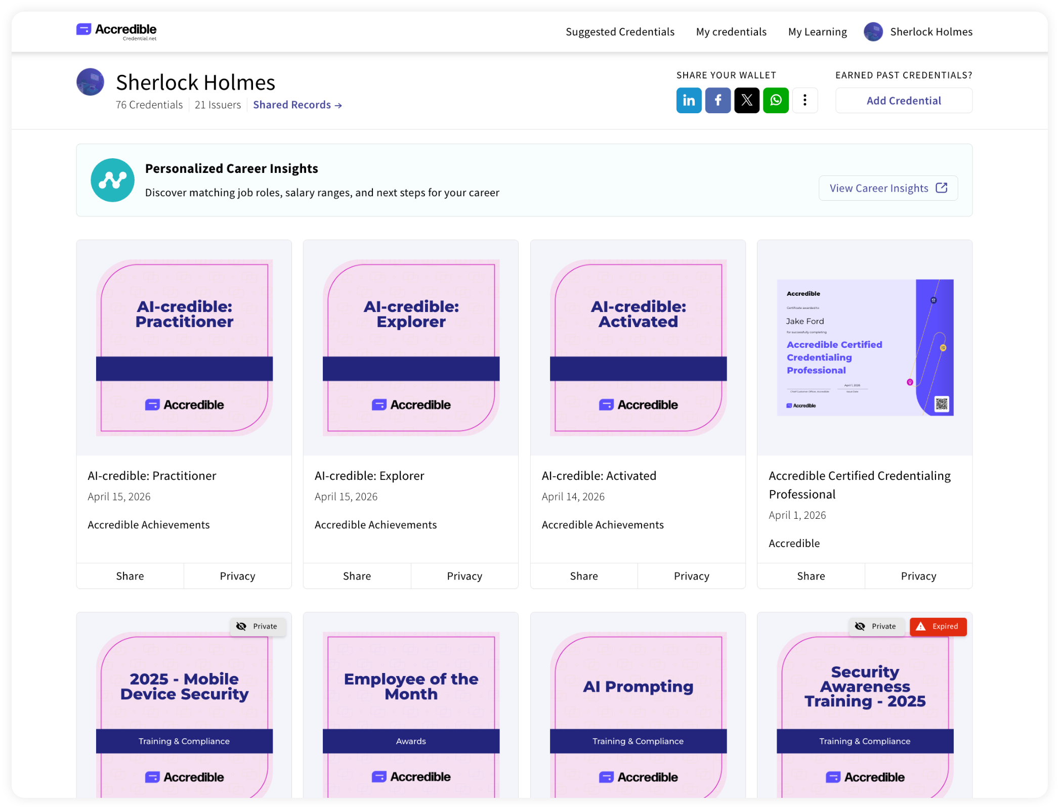 Unbranded credential wallet view