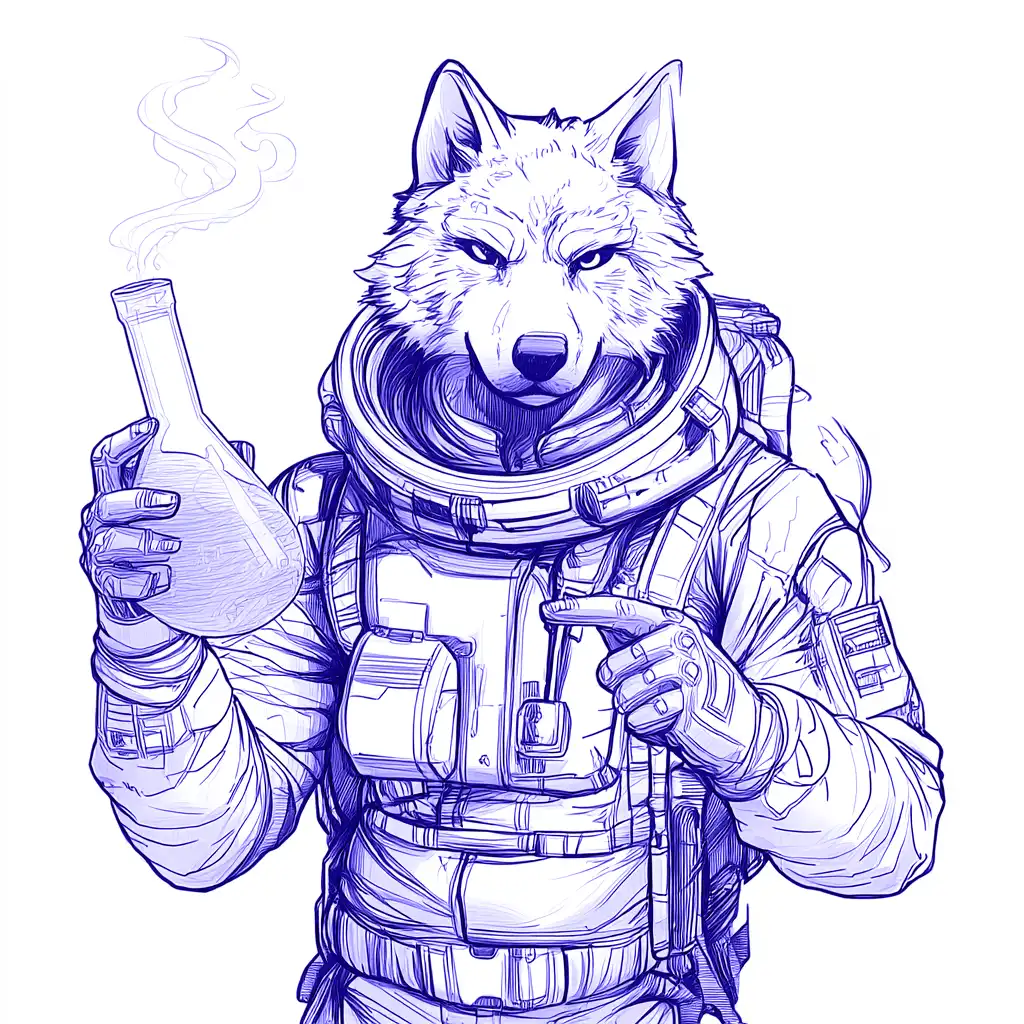 Google Analytics consultant in Melbourne visualising data as strategic insights for business growth, showing spacewolf character with analytics flask