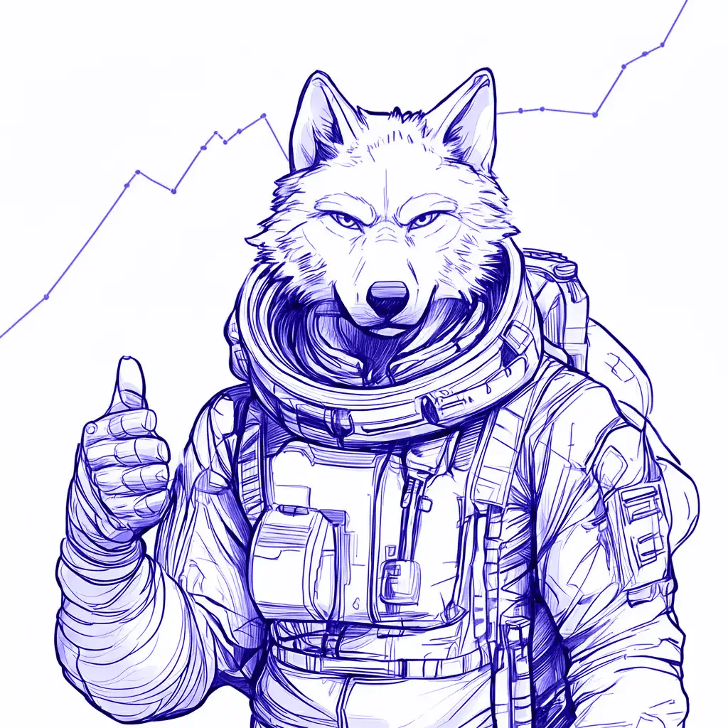 SEO consultant Melbourne wolf mascot giving thumbs up with rising analytics charts showing business growth results
