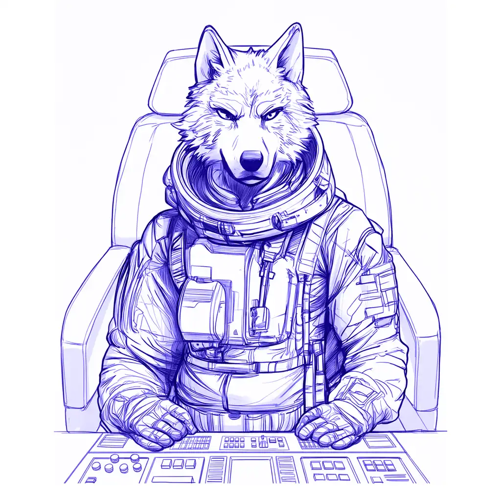 Futuristic wolf astronaut illustration symbolising strategic logo design for Melbourne businesses