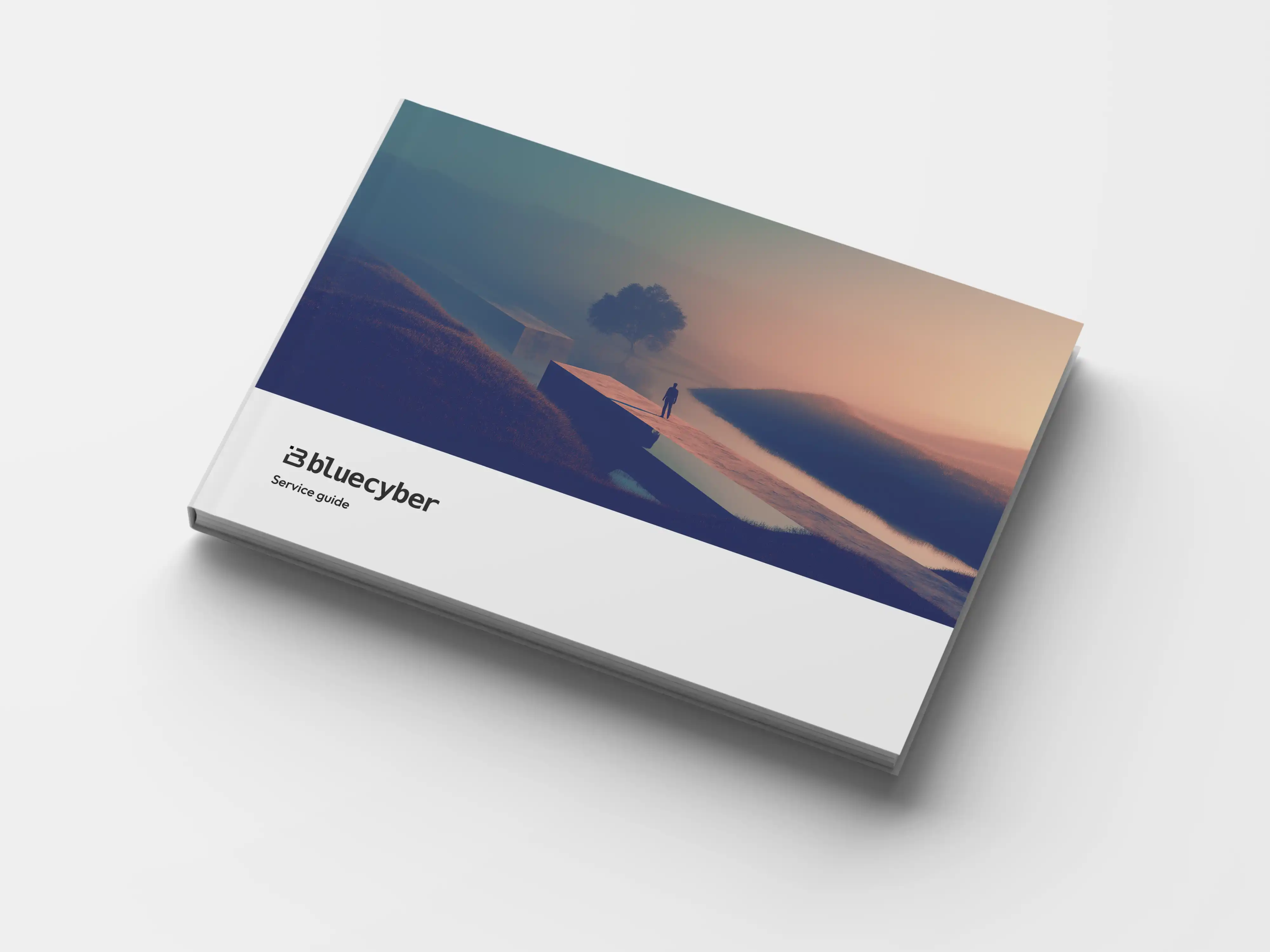 BlueCyber service guide brochure design created in Melbourne showing strategic AI-inspired catalogue layout