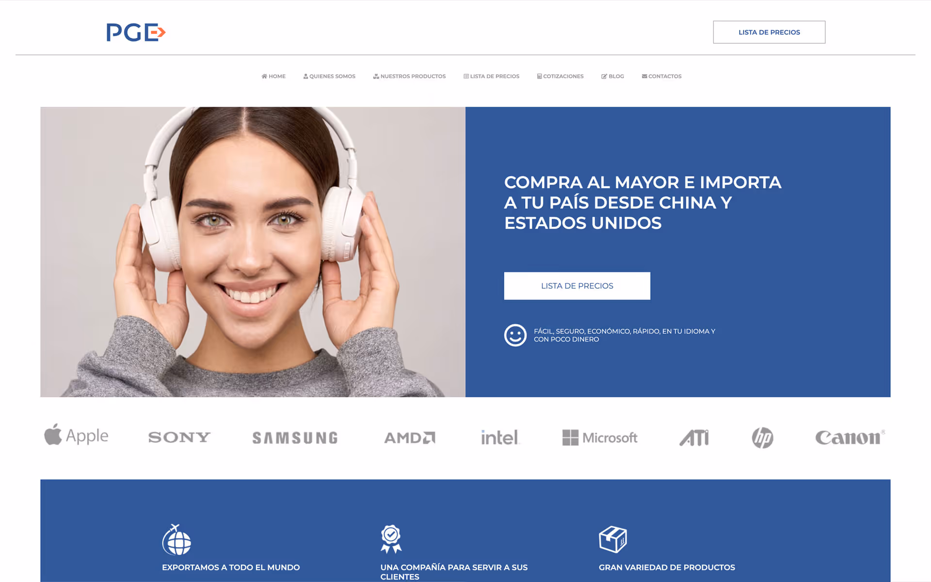 Cliente de Diseño Web: Pixel Global Export