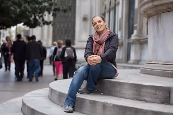 Jennifer Gaudet sitting on the steps