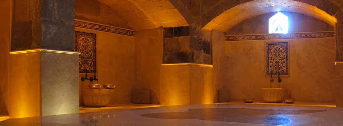 Hamam shot with beautiful subdued lighting