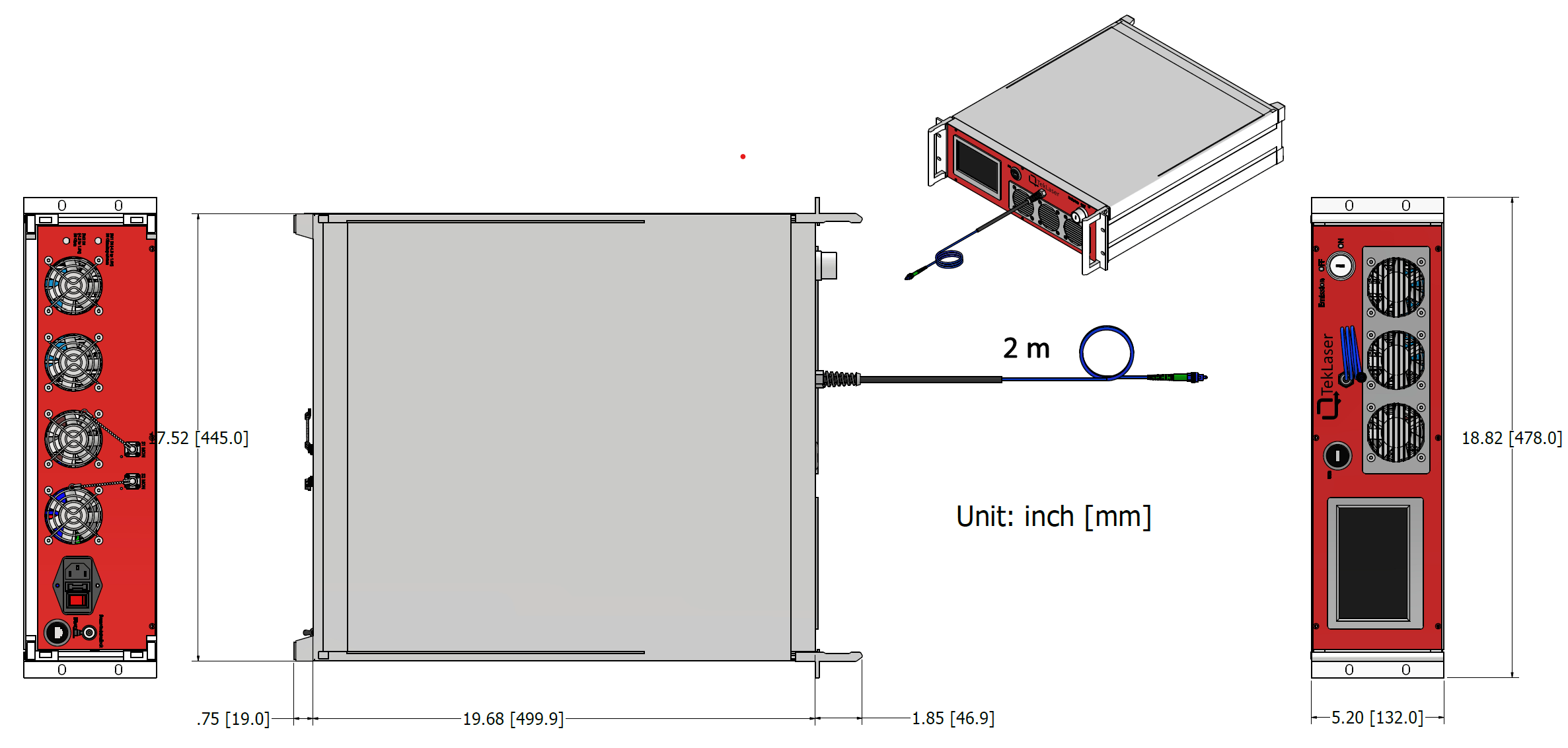 619 nm fiber laser mechanical dimensions
