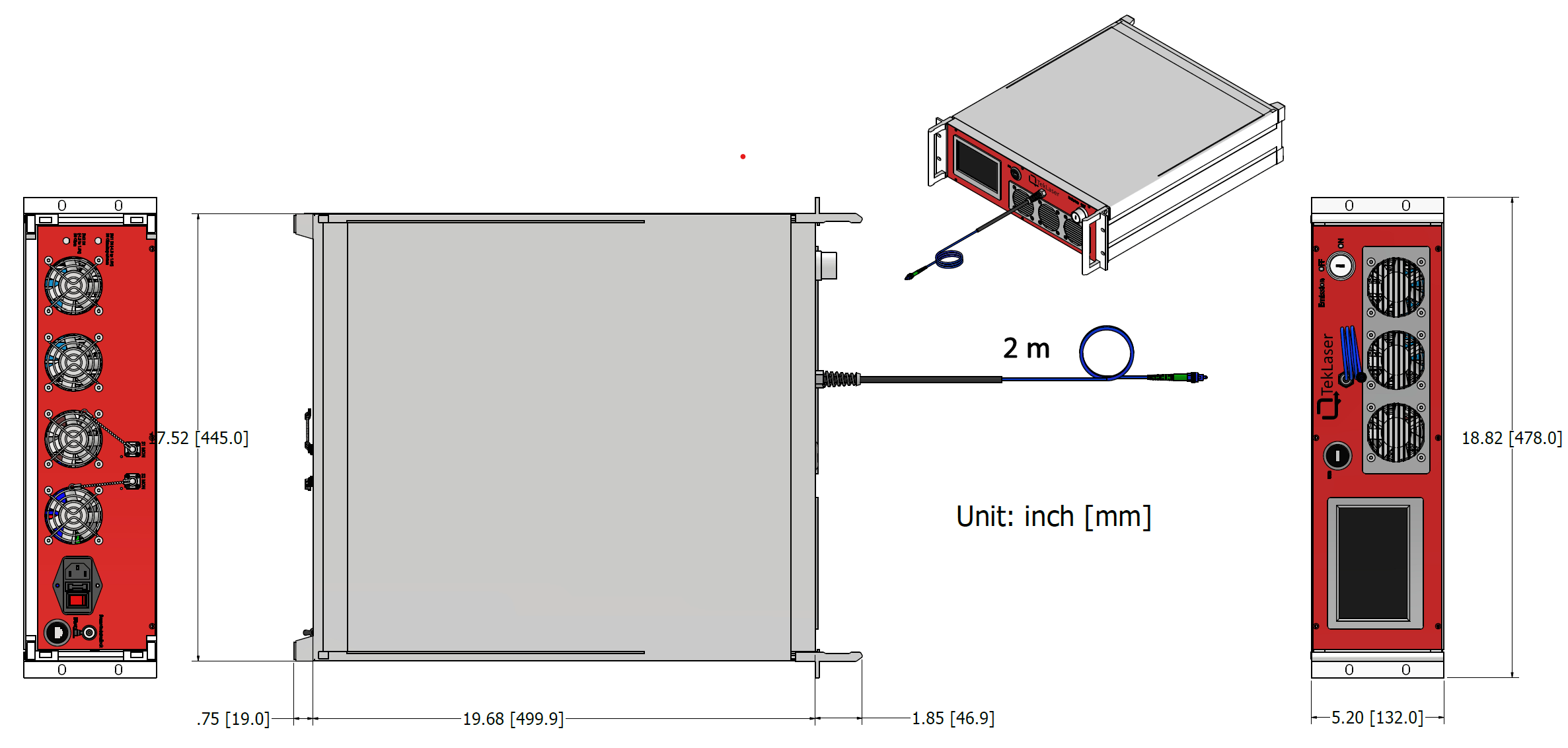619 nm fiber laser mechanical dimensions
