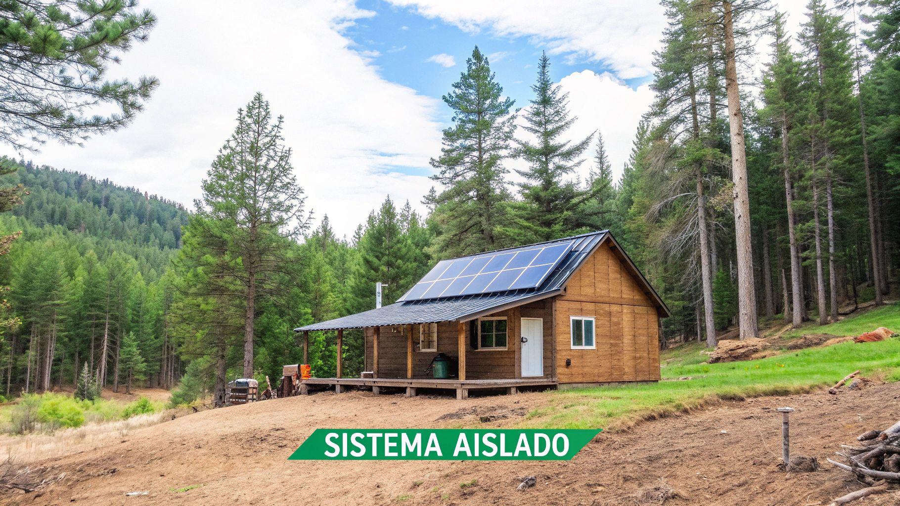 Cabaña ecológica en la Riviera Maya con paneles solares y sin conexión a la red eléctrica.