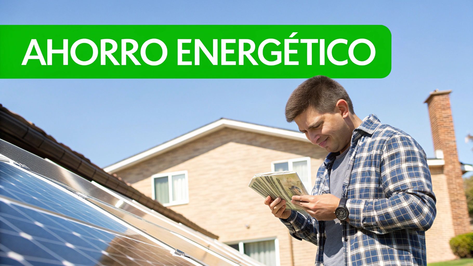 Calculadora y planos de un sistema solar híbrido, simbolizando el retorno de inversión.