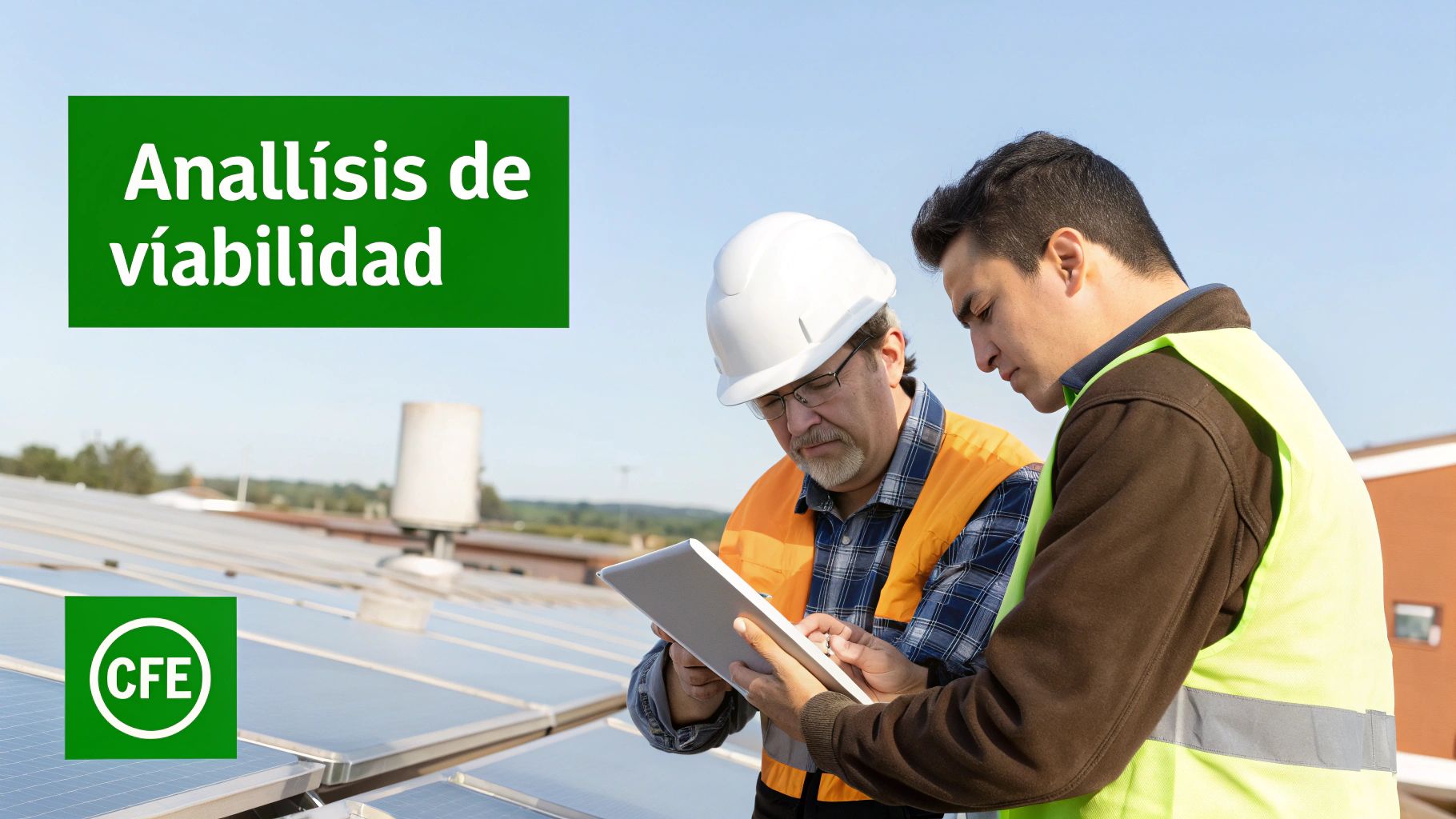 Un técnico revisando recibos de CFE y planos de una empresa para un análisis solar.