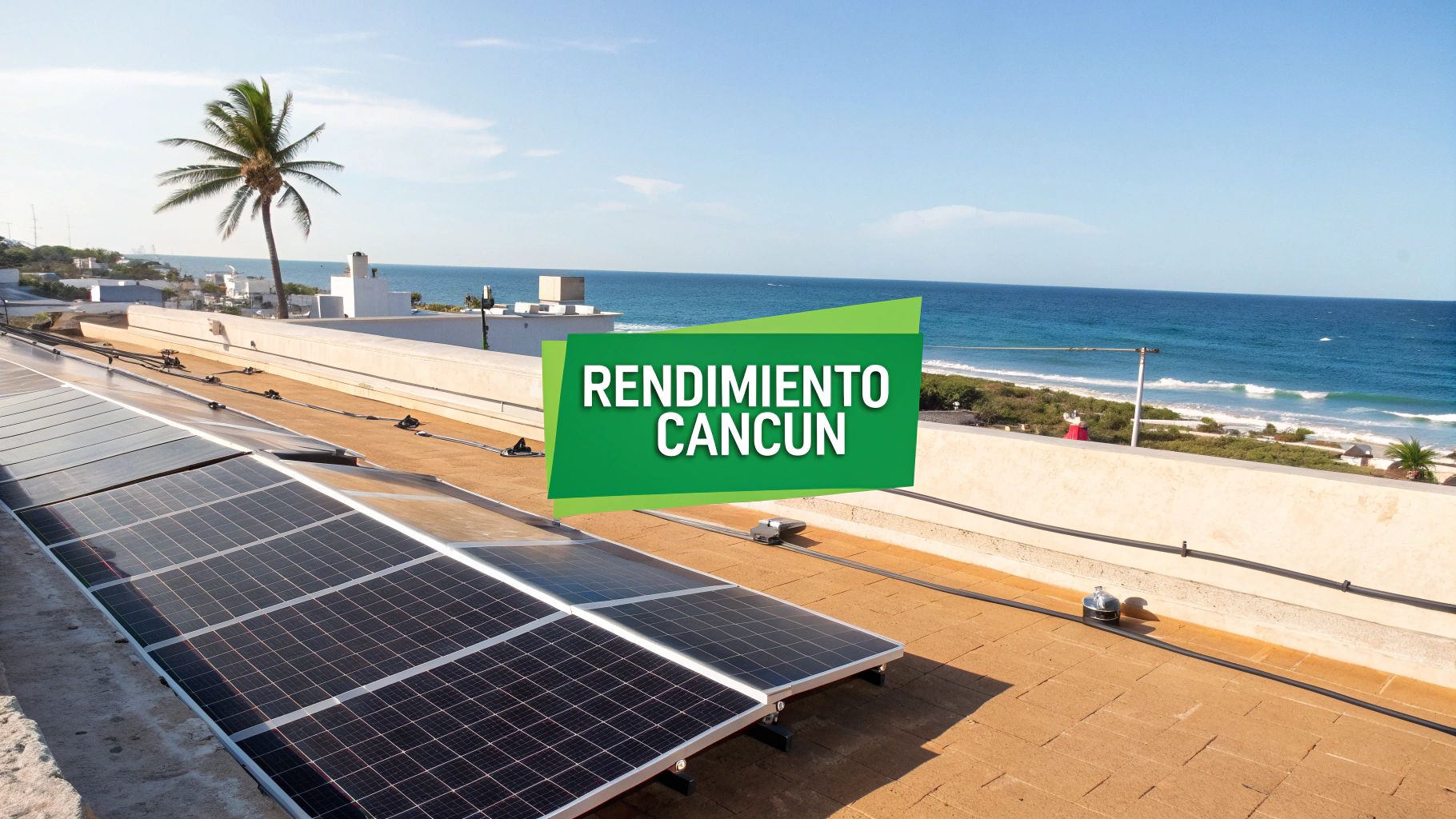 Paneles solares instalados en una azotea en Cancún