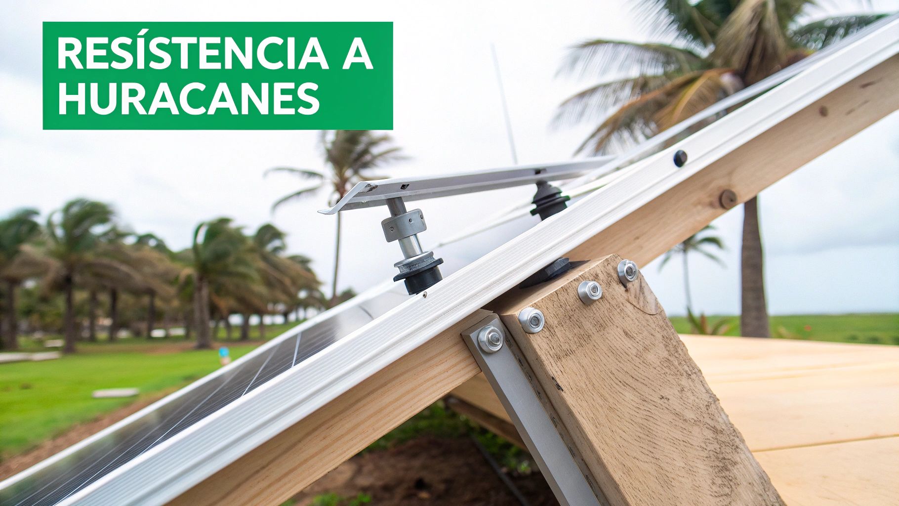 Paneles solares instalados en un techo, mostrando su estructura resistente.