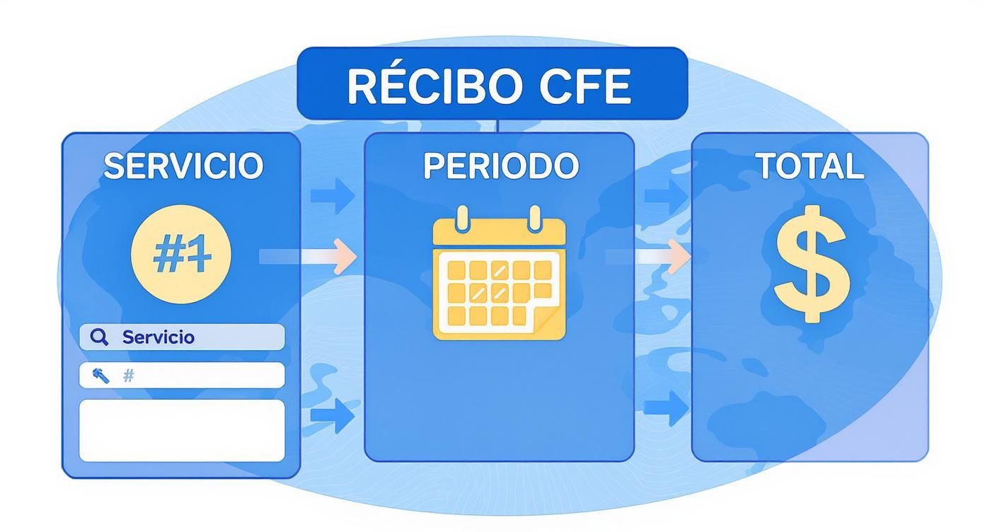 Infographic about partes de un recibo de luz
