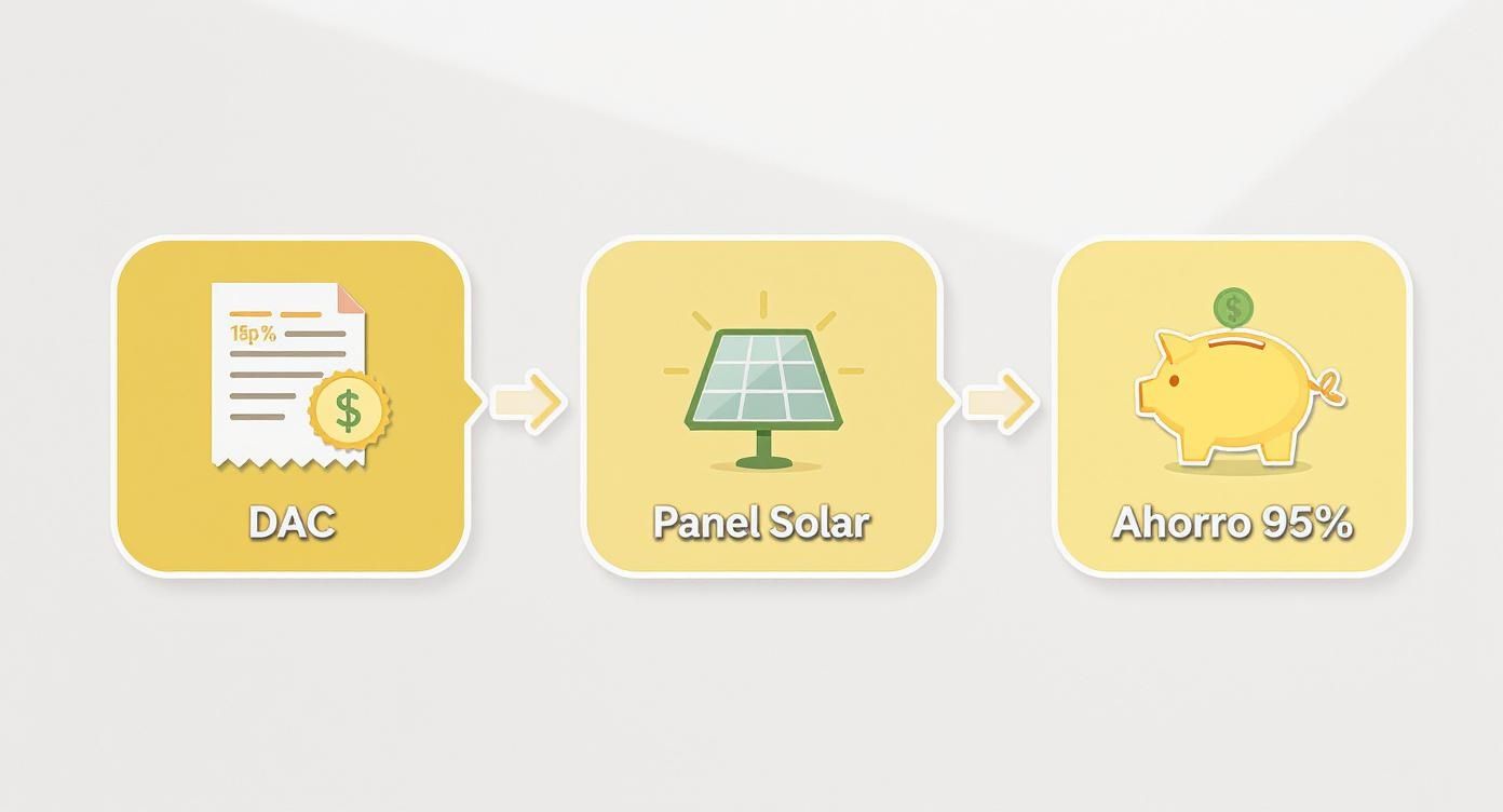 Proceso de beneficios fiscales DAC para instalación de panel solar con ahorro del 95 por ciento