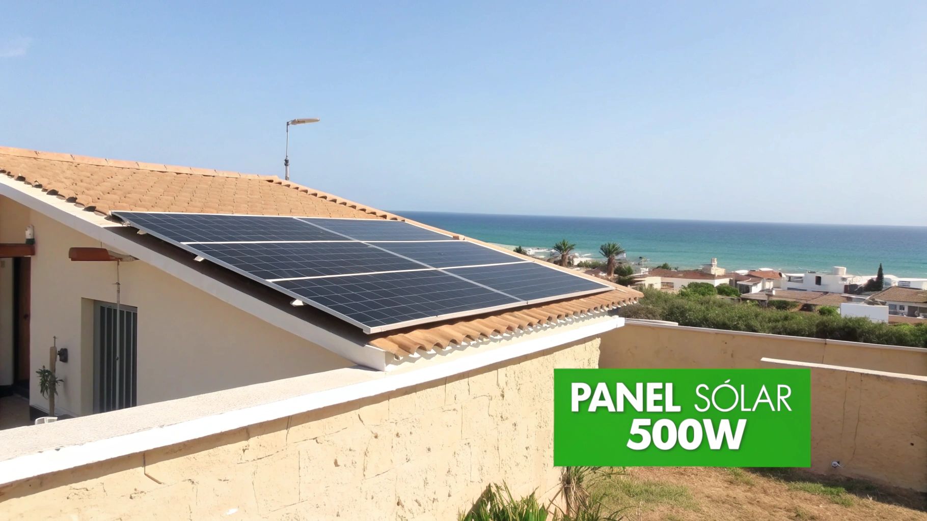 Panel solar de 500 W instalado