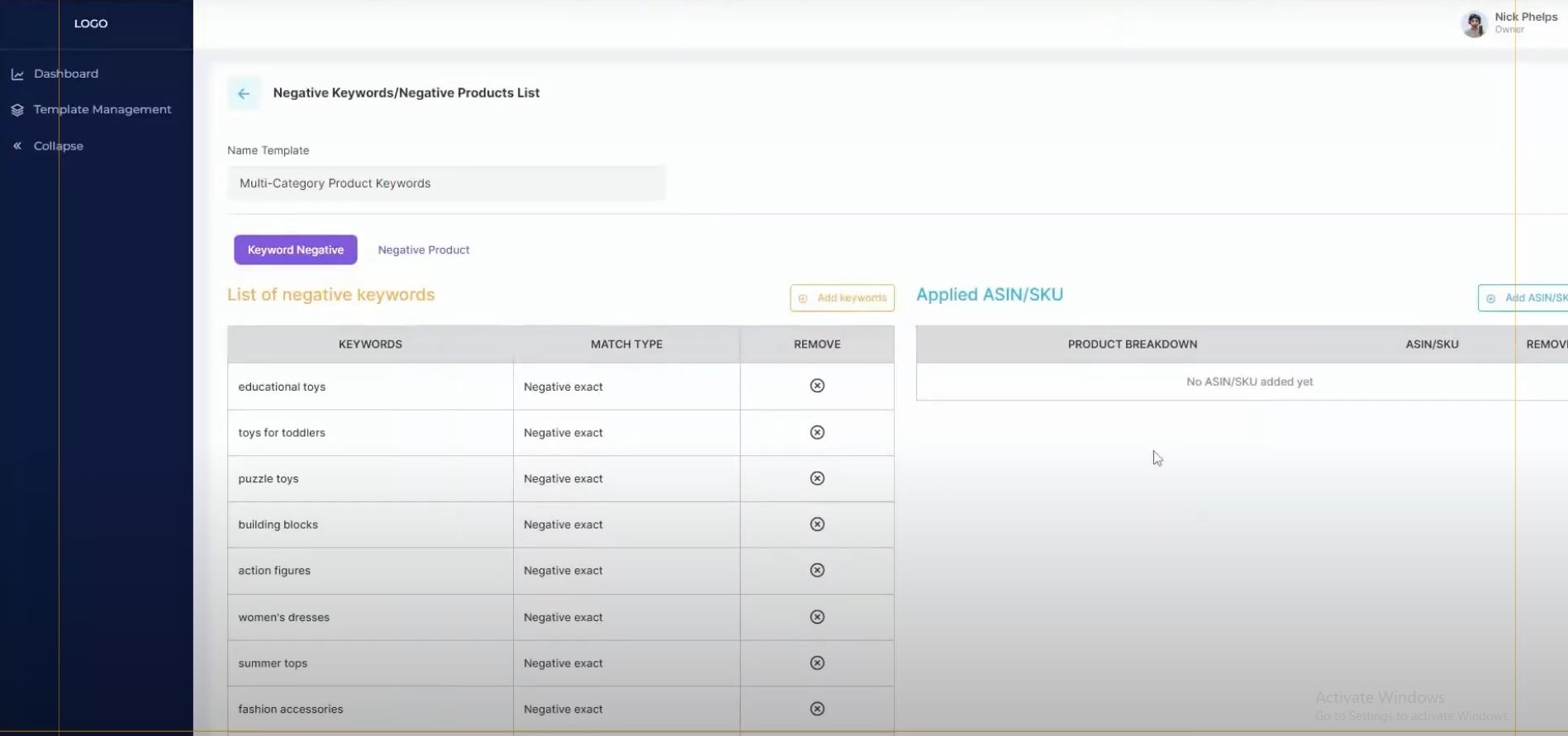 Target Negative Keyword