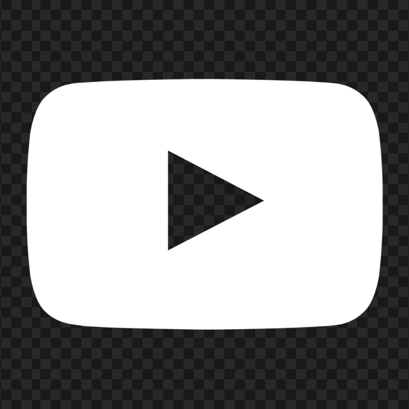 White YouTube play button icon on a transparent background.