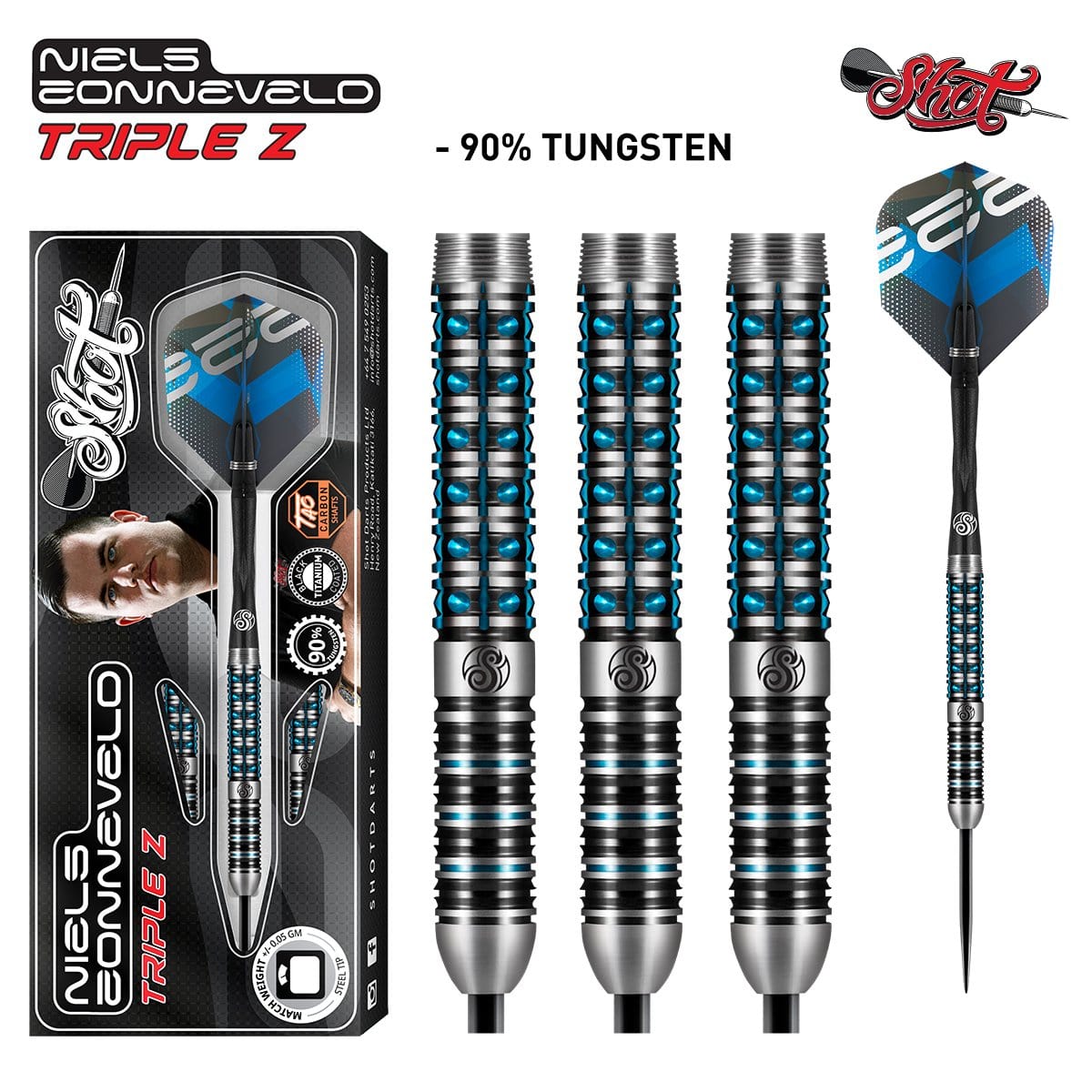 Shot Niels Zonneveld-Steel Tip Dart Set-90% Tungsten