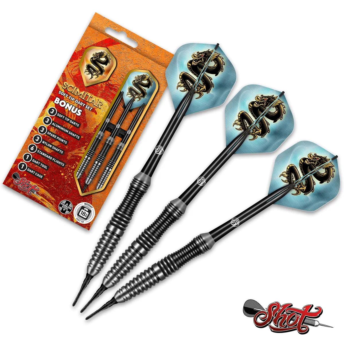 Shot Scimitar Soft Tip Darts Set-Professional Stainless Steel