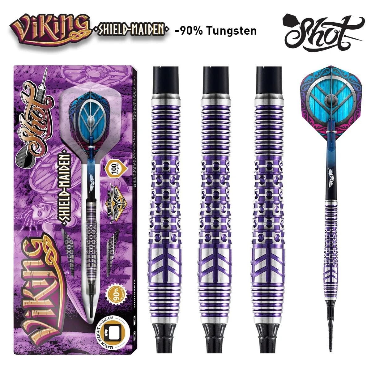 Viking Shield-Maiden Soft Tip Dart Set-90% Tungsten Barrels